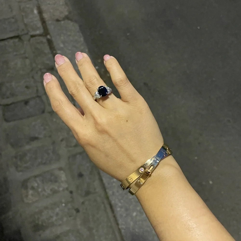 4.36 carat royal blue sapphire platinum ring - Picture 13 of 16